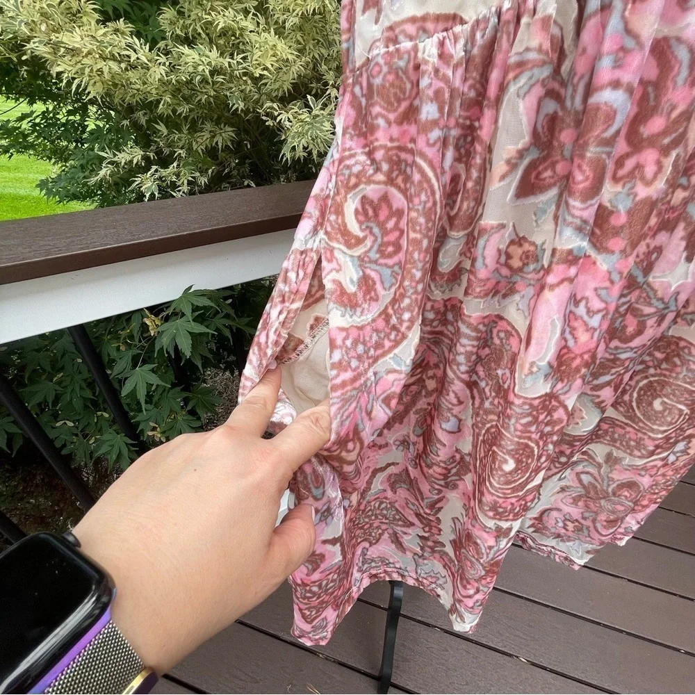 FREE People Velvet All The Time mini dress pink print size Small - Picture 5 of 14